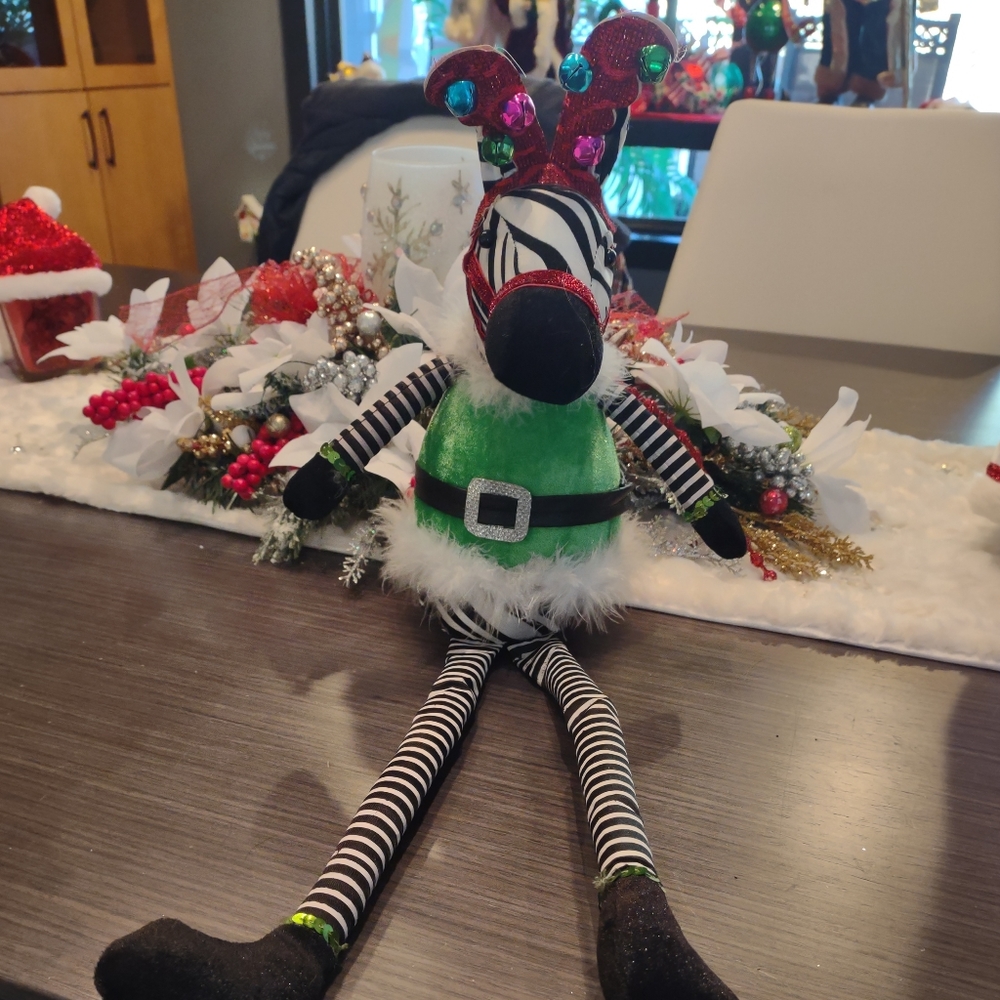 Shelf Sitting Holiday Zebra